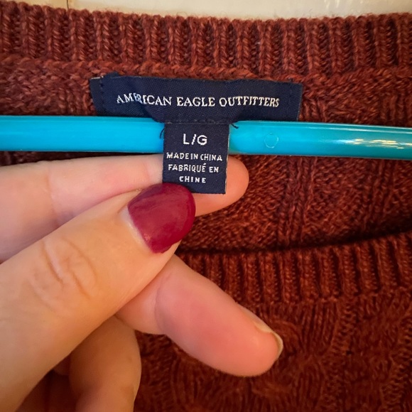American Eagle burnt orange sweater with zip sides - Large - Picture 2 of 4